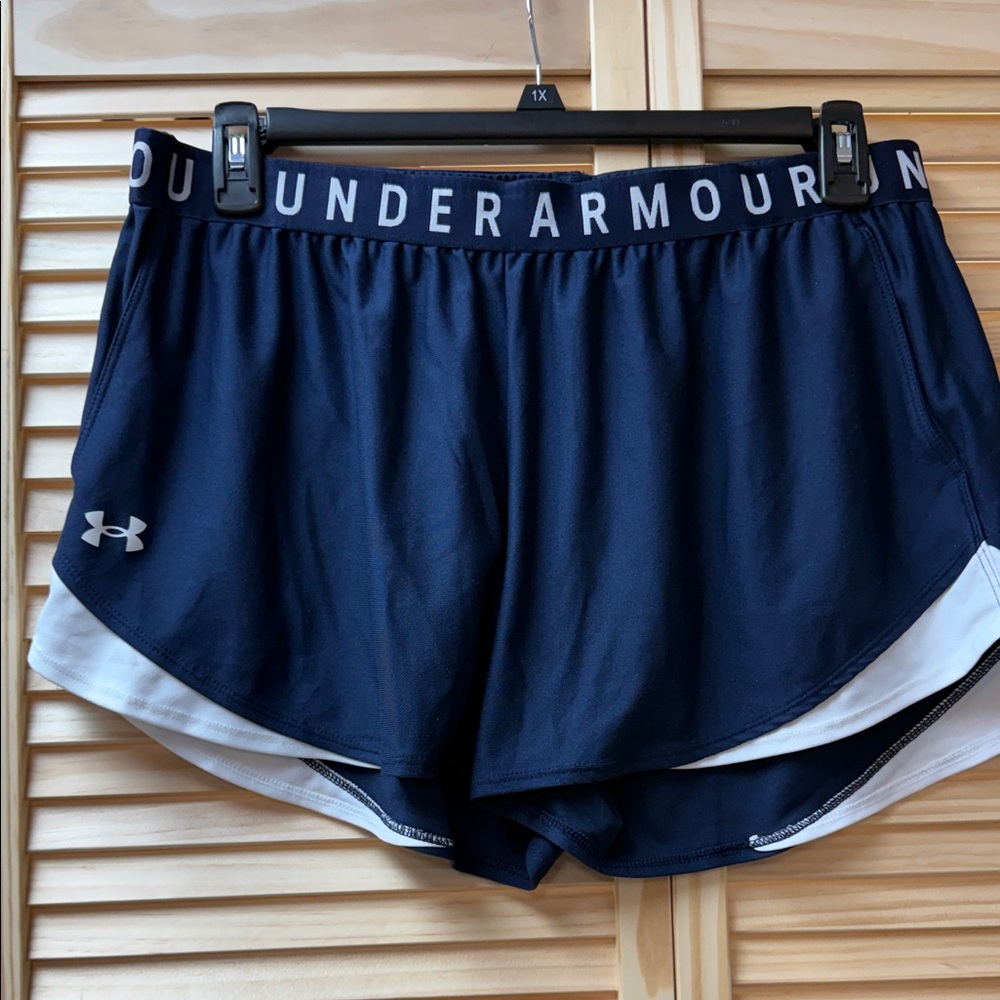 Under Armour Women's Navy and White Athletic Shorts